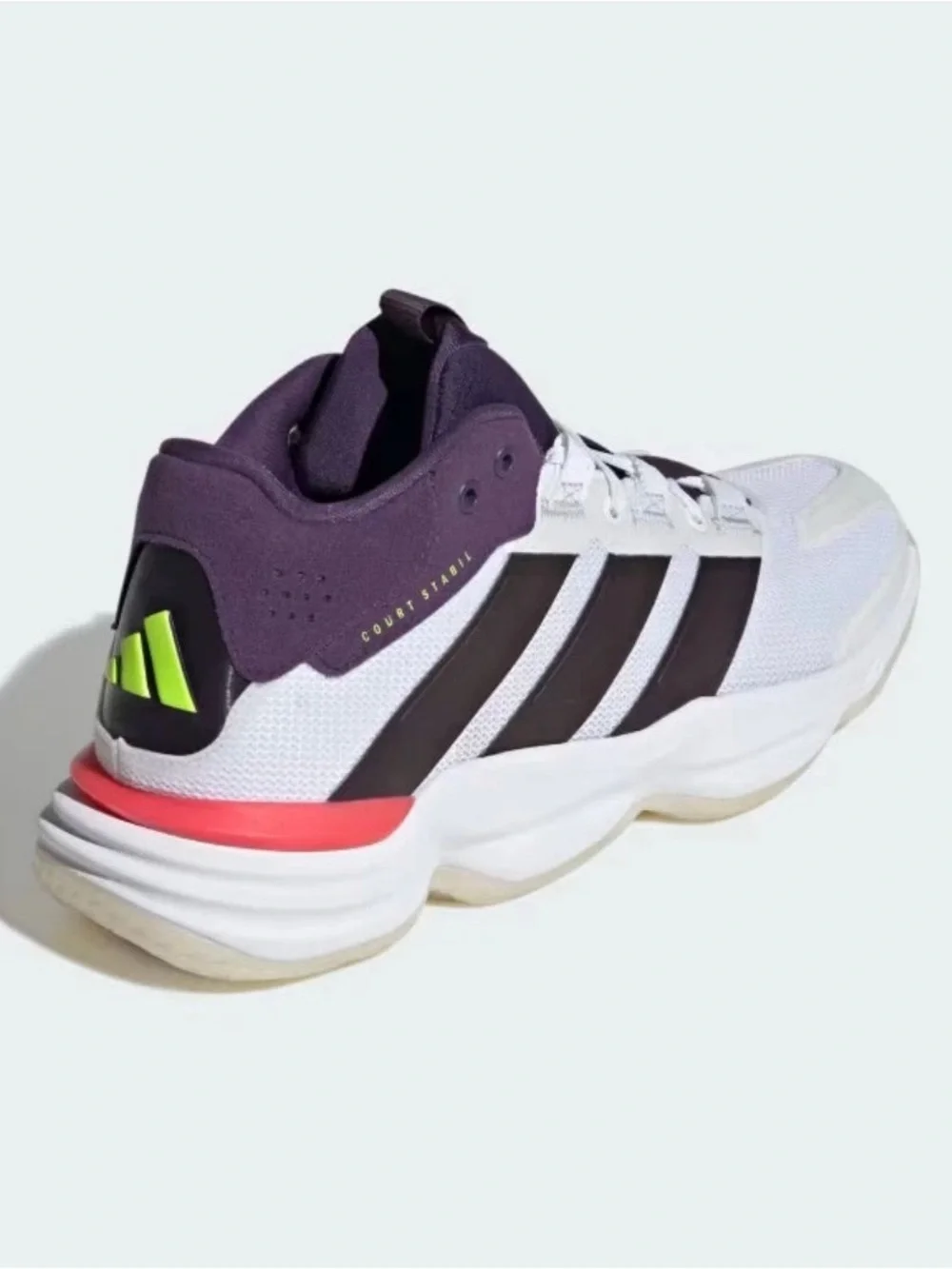 adidas White Purple Black Green Low-Top Court Sneakers